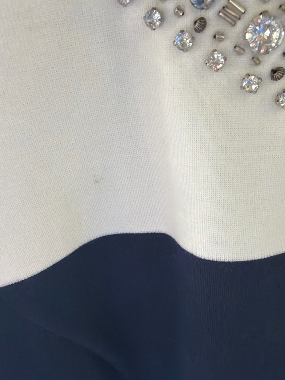 INC International Concepts Navy and White Embellished Jewel Neck Dress - Picture 6 of 7